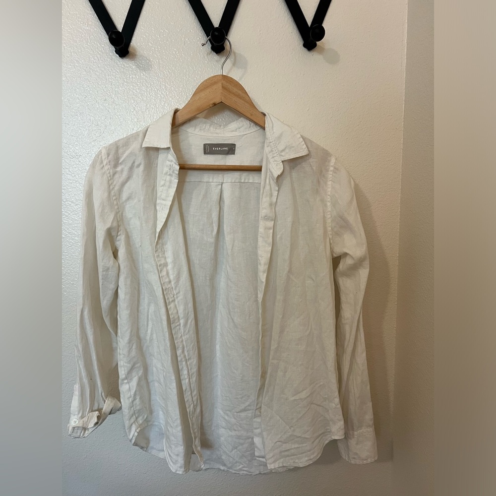 Everlane white linen button down